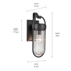 KICHLER 59123BKT Brix 16 Inch 1 Light Outdoor Wall Light With Ribbed Clear Glass In Textured Black