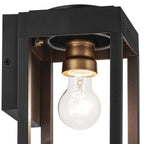 KICHLER 59137BKT Hone 13 Inch 1 Light Outdoor Wall Light With Clear Glass In Textured Black With Natural Brass Accent