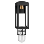 KICHLER 59137BKT Hone 13 Inch 1 Light Outdoor Wall Light With Clear Glass In Textured Black With Natural Brass Accent