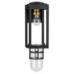 KICHLER 59137BKT Hone 13 Inch 1 Light Outdoor Wall Light With Clear Glass In Textured Black With Natural Brass Accent