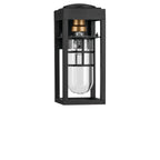 KICHLER 59137BKT Hone 13 Inch 1 Light Outdoor Wall Light With Clear Glass In Textured Black With Natural Brass Accent