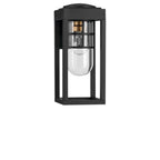 KICHLER 59137BKT Hone 13 Inch 1 Light Outdoor Wall Light With Clear Glass In Textured Black With Natural Brass Accent