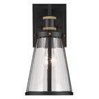 KICHLER 59146BKT Talman 13.25 Inch 1 Light Outdoor Wall Light With Clear Glass In Textured Black And Natural Brass