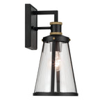 KICHLER 59146BKT Talman 13.25 Inch 1 Light Outdoor Wall Light With Clear Glass In Textured Black And Natural Brass