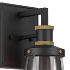 KICHLER 59146BKT Talman 13.25 Inch 1 Light Outdoor Wall Light With Clear Glass In Textured Black And Natural Brass