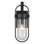 KICHLER 59124BKT Brix 19.25 Inch 1 Light Outdoor Wall Light With Ribbed Clear Glass In Textured Black
