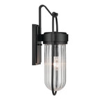 KICHLER 59124BKT Brix 19.25 Inch 1 Light Outdoor Wall Light With Ribbed Clear Glass In Textured Black