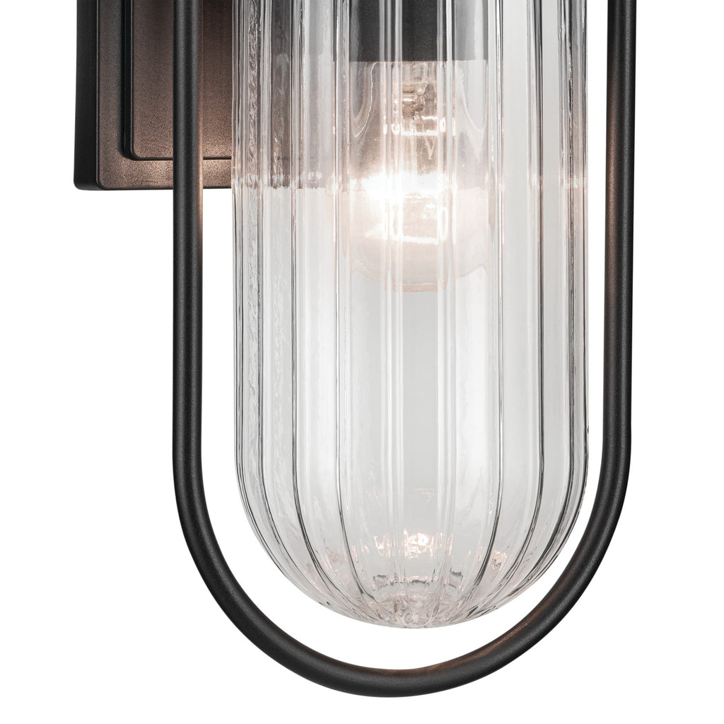KICHLER 59124BKT Brix 19.25 Inch 1 Light Outdoor Wall Light With Ribbed Clear Glass In Textured Black