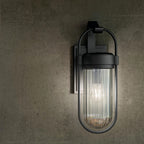 KICHLER 59124BKT Brix 19.25 Inch 1 Light Outdoor Wall Light With Ribbed Clear Glass In Textured Black
