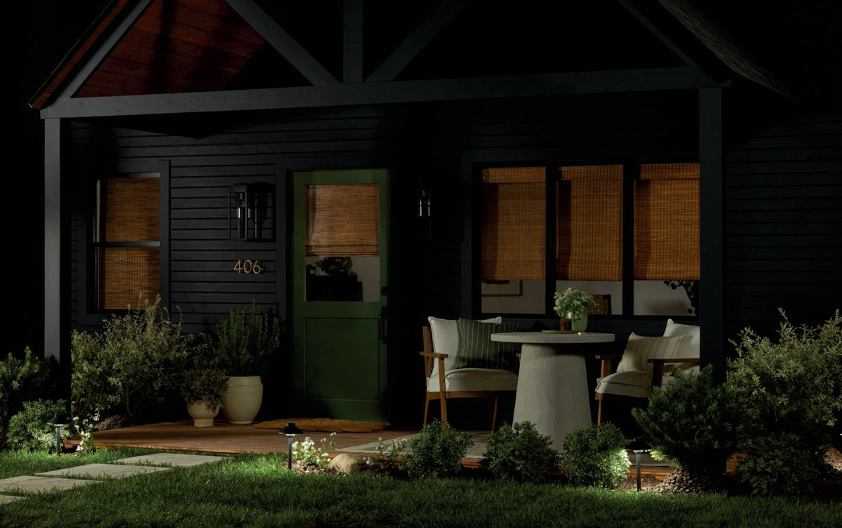 KICHLER 59138BKT Hone 18 Inch 1 Light Outdoor Wall Light With Clear Glass In Textured Black With Natural Brass Accent