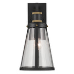 KICHLER 59147BKT Talman 18 Inch 1 Light Outdoor Wall Light With Clear Glass In Textured Black And Natural Brass