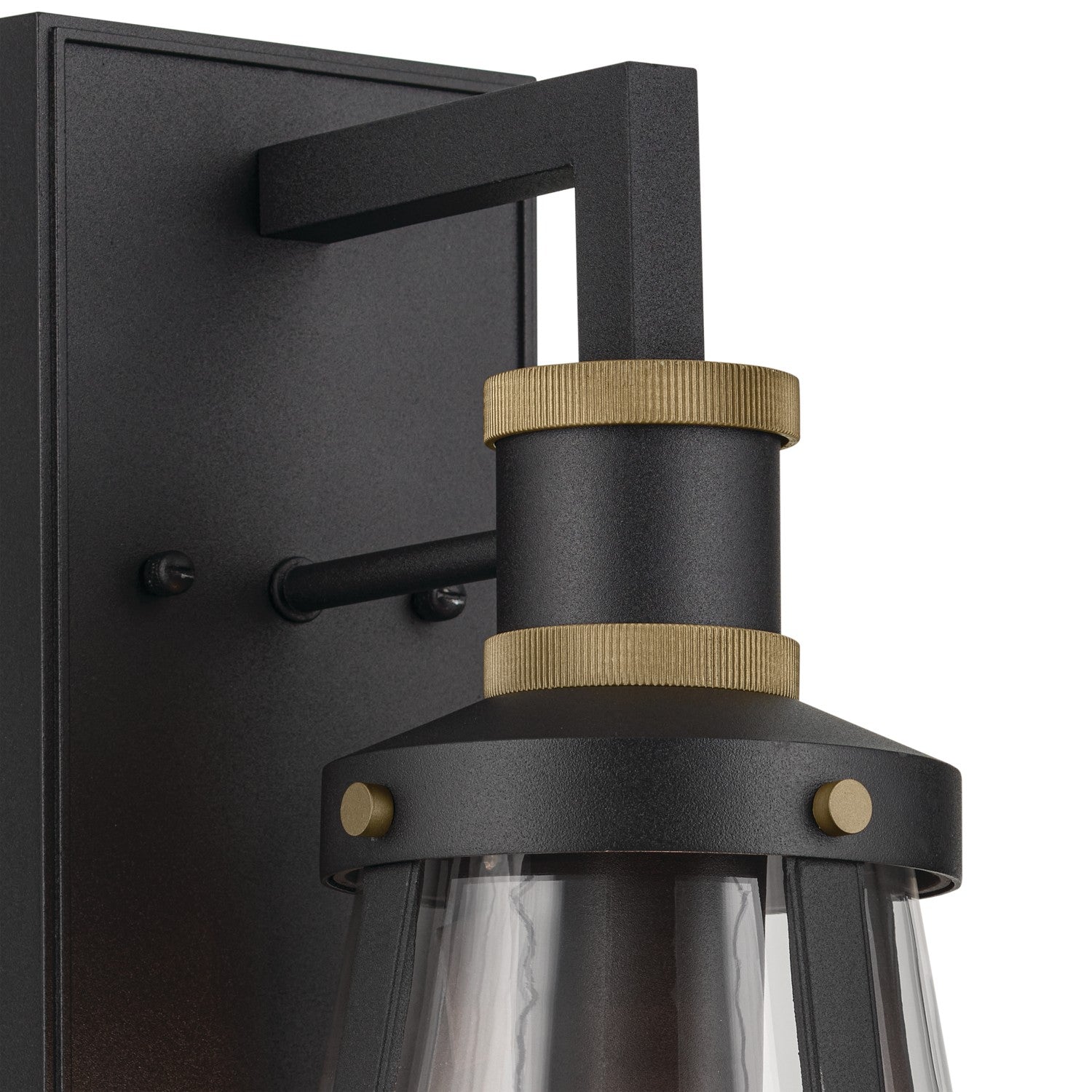 KICHLER 59147BKT Talman 18 Inch 1 Light Outdoor Wall Light With Clear Glass In Textured Black And Natural Brass
