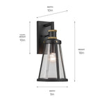 KICHLER 59147BKT Talman 18 Inch 1 Light Outdoor Wall Light With Clear Glass In Textured Black And Natural Brass