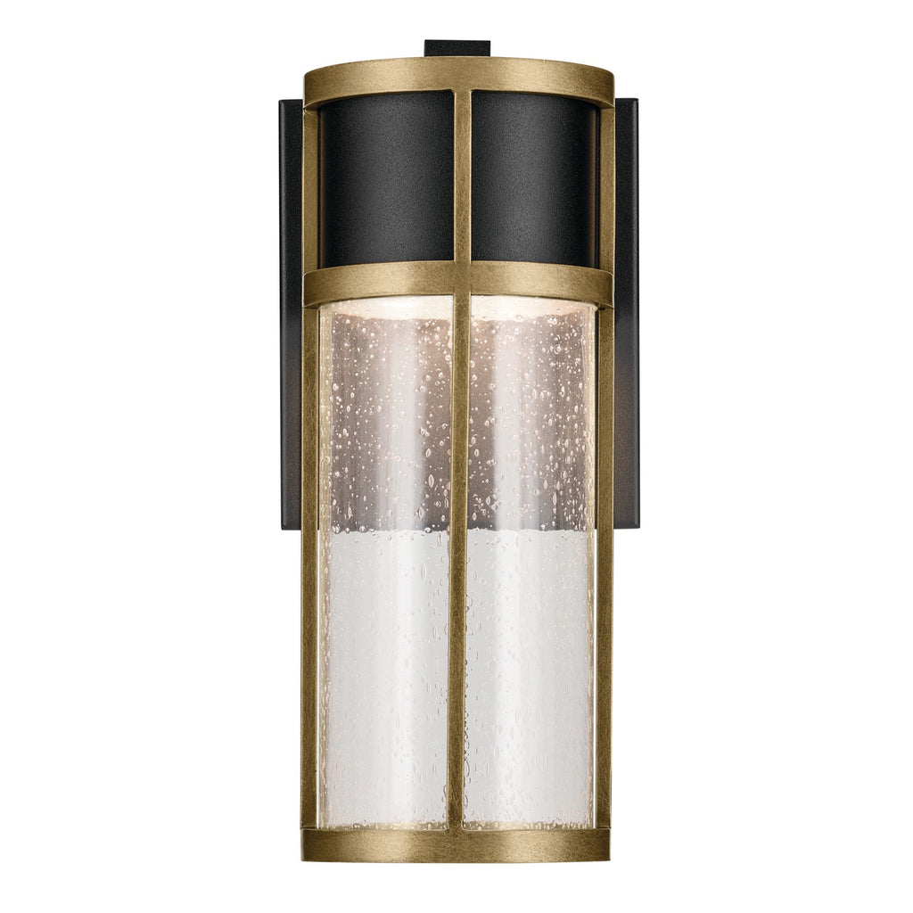 KICHLER 59139BKT Camillo 12 Inch Led Outdoor Wall Light With Clear Seeded Glass In Textured Black With Natural Brass