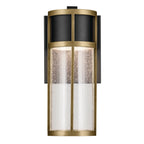 KICHLER 59139BKT Camillo 12 Inch Led Outdoor Wall Light With Clear Seeded Glass In Textured Black With Natural Brass