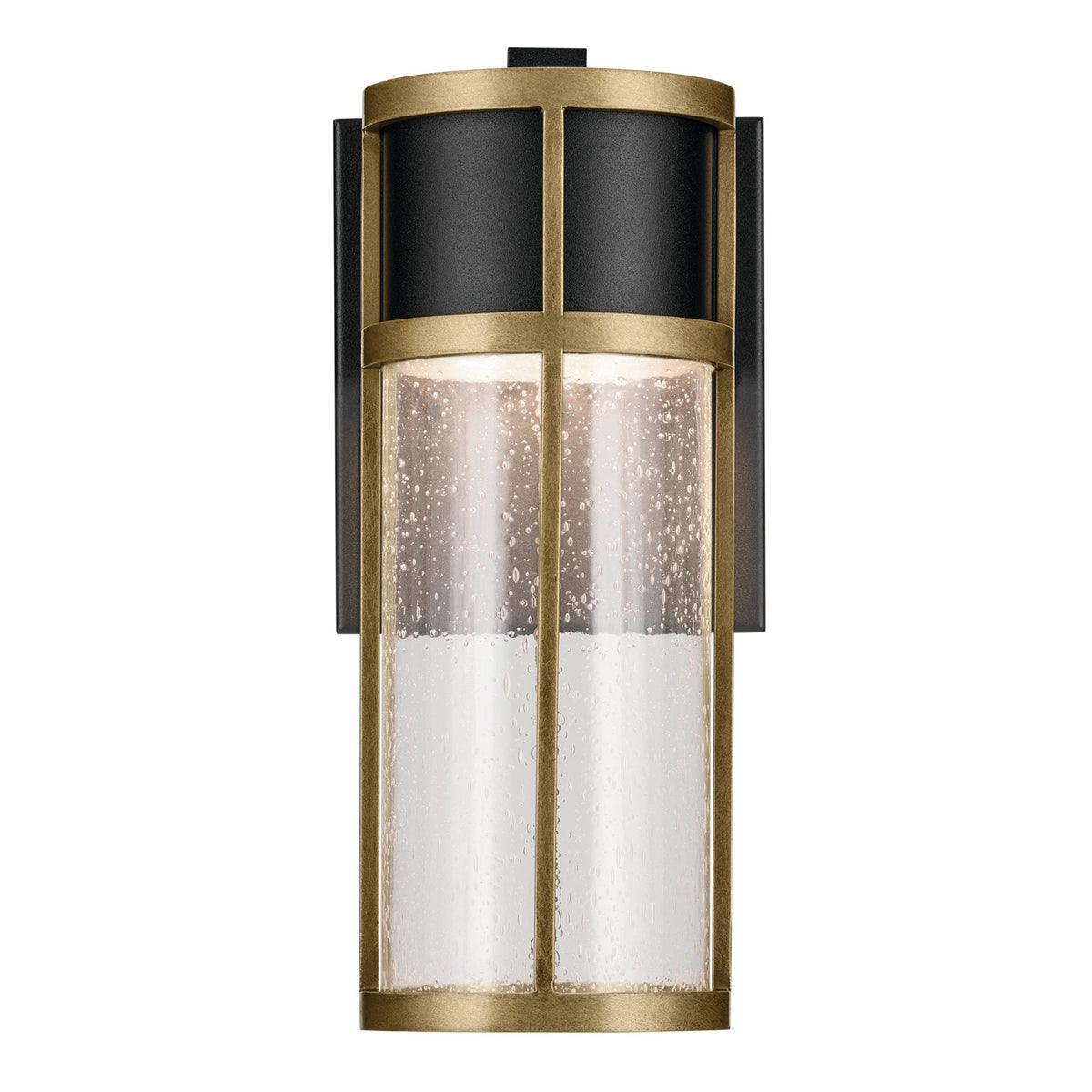 KICHLER 59139BKT Camillo 12 Inch Led Outdoor Wall Light With Clear Seeded Glass In Textured Black With Natural Brass
