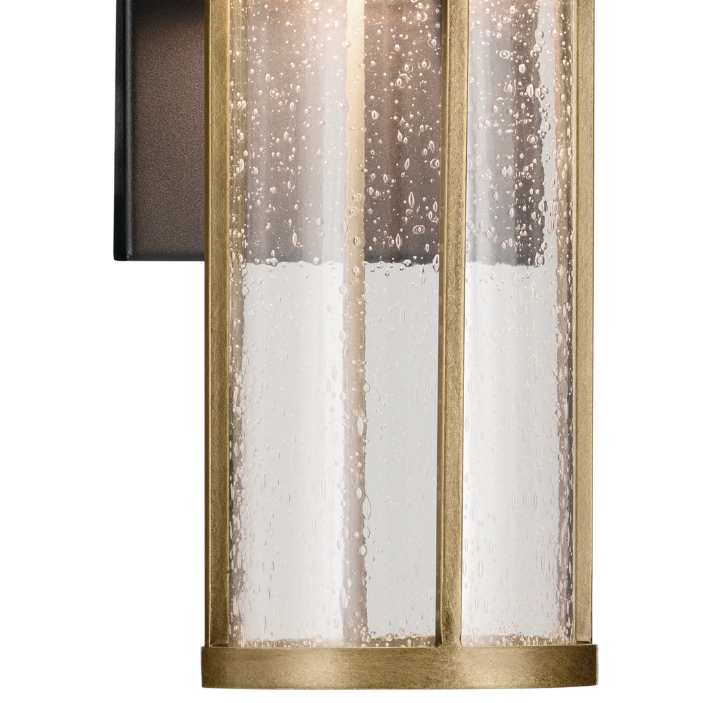 KICHLER 59139BKT Camillo 12 Inch Led Outdoor Wall Light With Clear Seeded Glass In Textured Black With Natural Brass