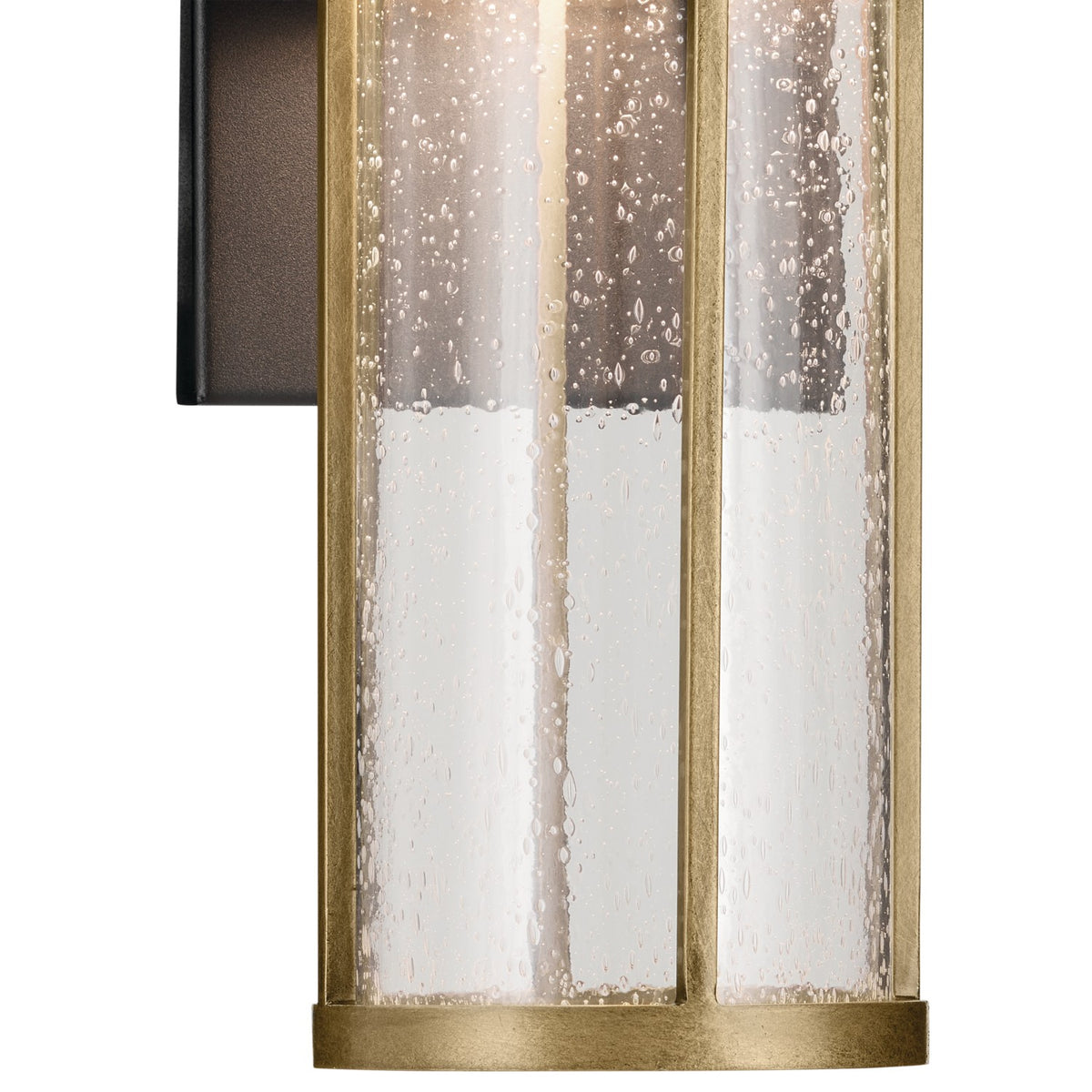 KICHLER 59139BKT Camillo 12 Inch Led Outdoor Wall Light With Clear Seeded Glass In Textured Black With Natural Brass