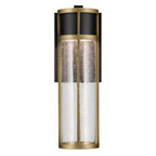 KICHLER 59140BKT Camillo 15.75 Inch Led Outdoor Wall Light With Clear Seeded Glass In Textured Black With Natural Brass
