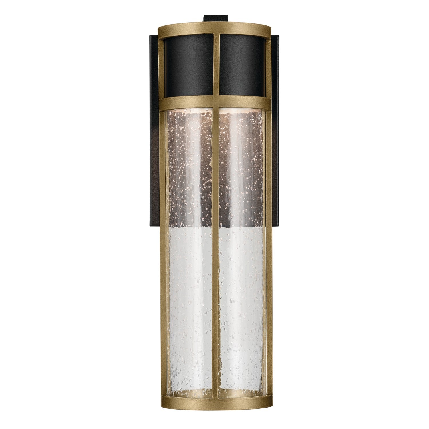 KICHLER 59140BKT Camillo 15.75 Inch Led Outdoor Wall Light With Clear Seeded Glass In Textured Black With Natural Brass