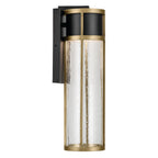KICHLER 59140BKT Camillo 15.75 Inch Led Outdoor Wall Light With Clear Seeded Glass In Textured Black With Natural Brass