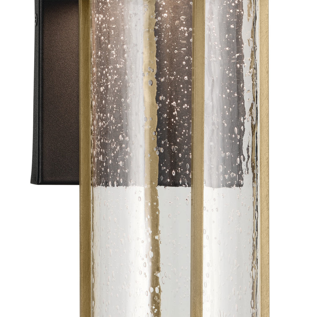 KICHLER 59140BKT Camillo 15.75 Inch Led Outdoor Wall Light With Clear Seeded Glass In Textured Black With Natural Brass