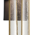 KICHLER 59140BKT Camillo 15.75 Inch Led Outdoor Wall Light With Clear Seeded Glass In Textured Black With Natural Brass