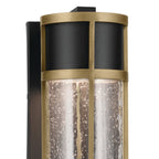 KICHLER 59140BKT Camillo 15.75 Inch Led Outdoor Wall Light With Clear Seeded Glass In Textured Black With Natural Brass