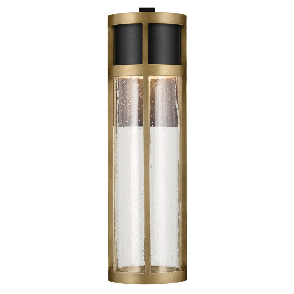 KICHLER 59141BKT Camillo 20 Inch Led Outdoor Wall Light With Clear Seeded Glass In Textured Black With Natural Brass