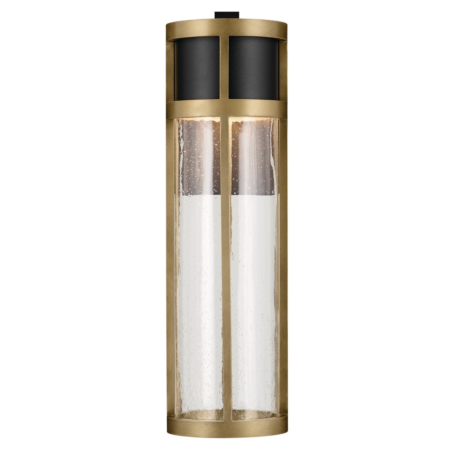KICHLER 59141BKT Camillo 20 Inch Led Outdoor Wall Light With Clear Seeded Glass In Textured Black With Natural Brass