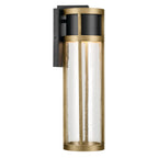 KICHLER 59141BKT Camillo 20 Inch Led Outdoor Wall Light With Clear Seeded Glass In Textured Black With Natural Brass