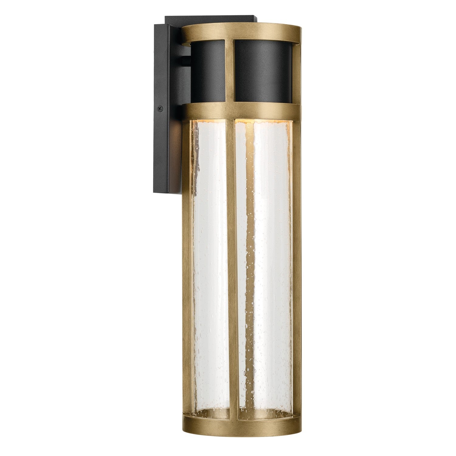 KICHLER 59141BKT Camillo 20 Inch Led Outdoor Wall Light With Clear Seeded Glass In Textured Black With Natural Brass