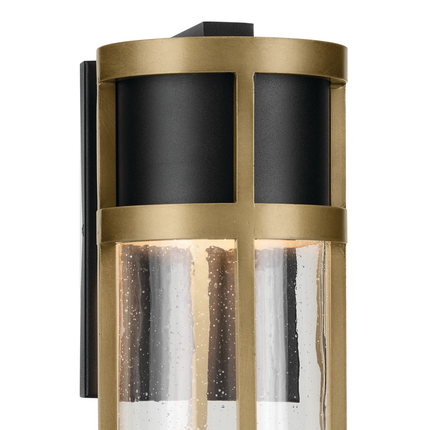 KICHLER 59141BKT Camillo 20 Inch Led Outdoor Wall Light With Clear Seeded Glass In Textured Black With Natural Brass