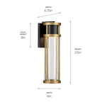 KICHLER 59141BKT Camillo 20 Inch Led Outdoor Wall Light With Clear Seeded Glass In Textured Black With Natural Brass