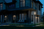 KICHLER 59141BKT Camillo 20 Inch Led Outdoor Wall Light With Clear Seeded Glass In Textured Black With Natural Brass
