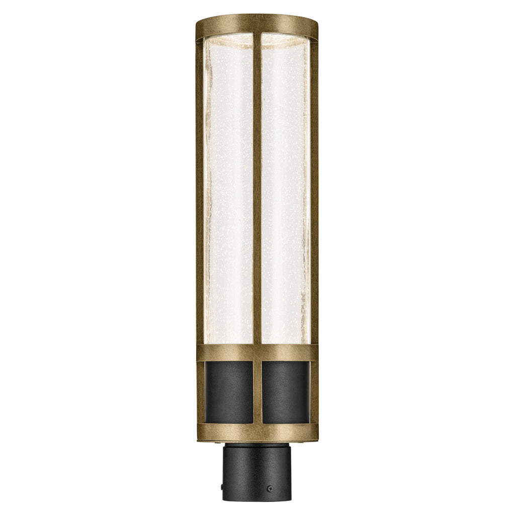 KICHLER 59142BKT Camillo 22.5 Inch Led Outdoor Post Light With Clear Seeded Glass In Textured Black With Natural Brass