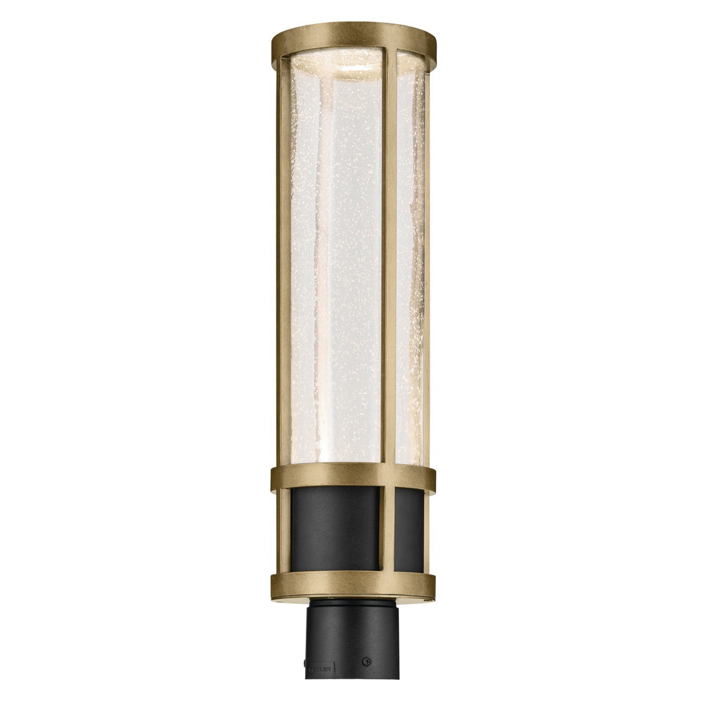 KICHLER 59142BKT Camillo 22.5 Inch Led Outdoor Post Light With Clear Seeded Glass In Textured Black With Natural Brass