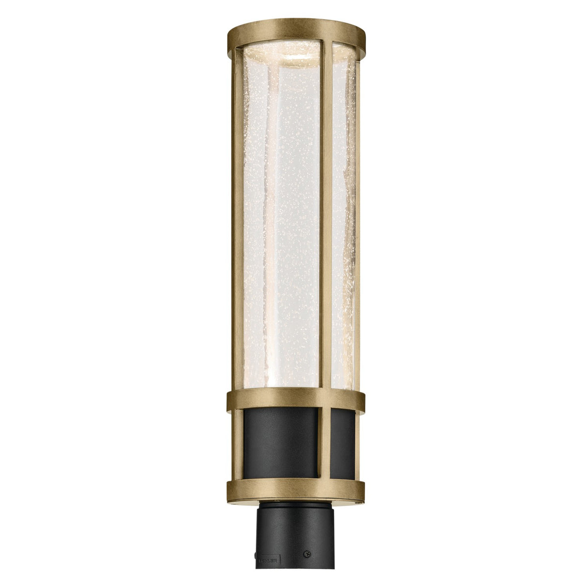 KICHLER 59142BKT Camillo 22.5 Inch Led Outdoor Post Light With Clear Seeded Glass In Textured Black With Natural Brass
