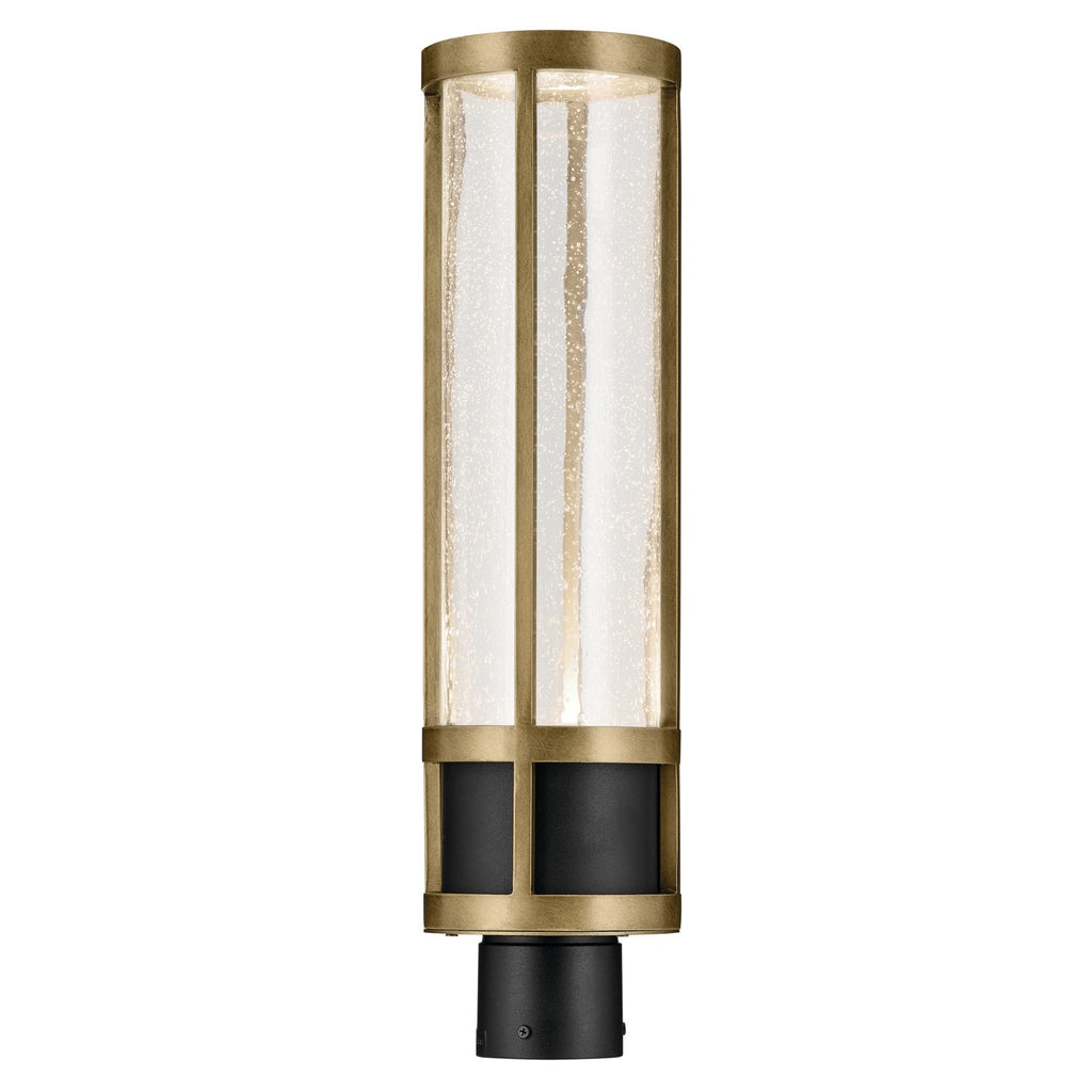 KICHLER 59142BKT Camillo 22.5 Inch Led Outdoor Post Light With Clear Seeded Glass In Textured Black With Natural Brass