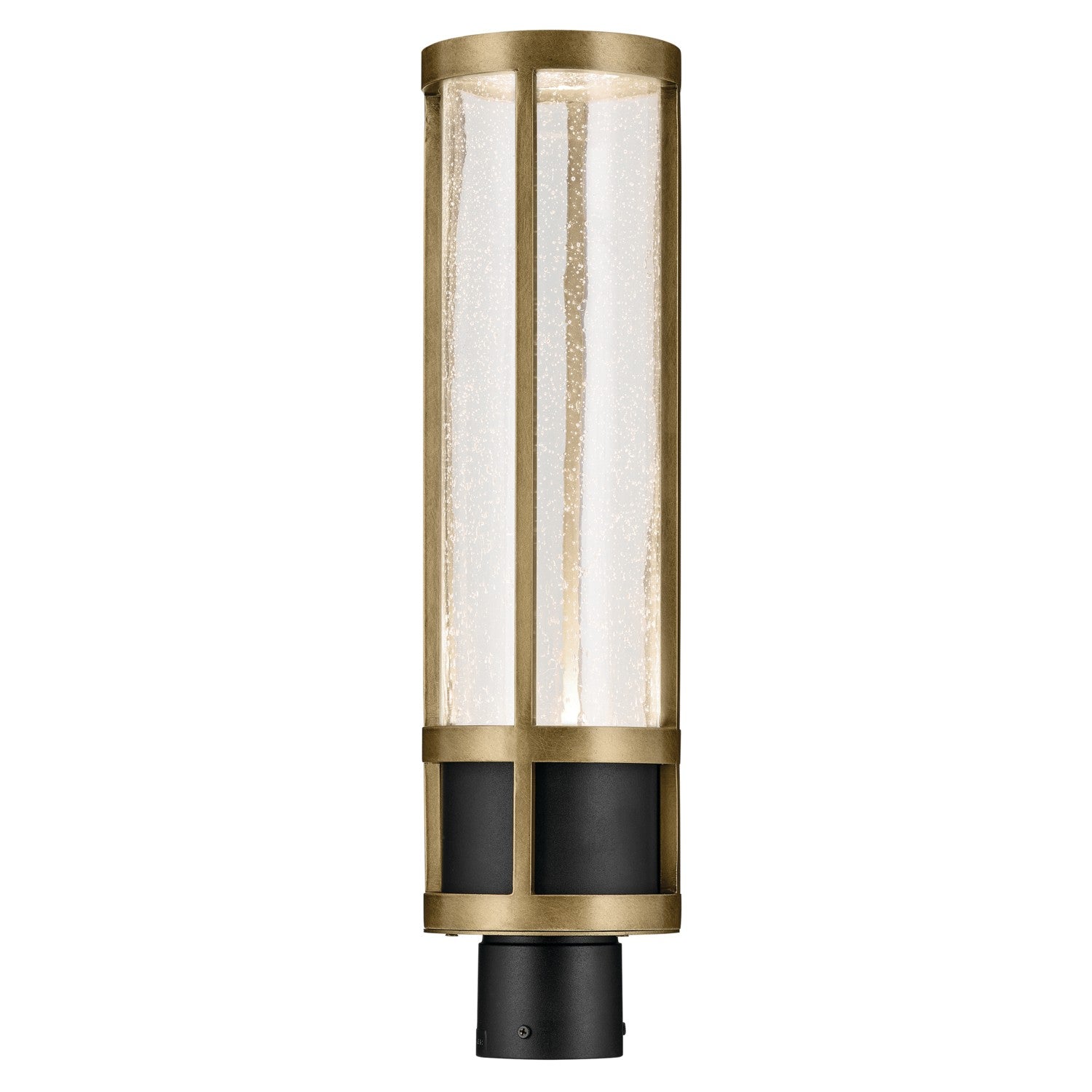 KICHLER 59142BKT Camillo 22.5 Inch Led Outdoor Post Light With Clear Seeded Glass In Textured Black With Natural Brass