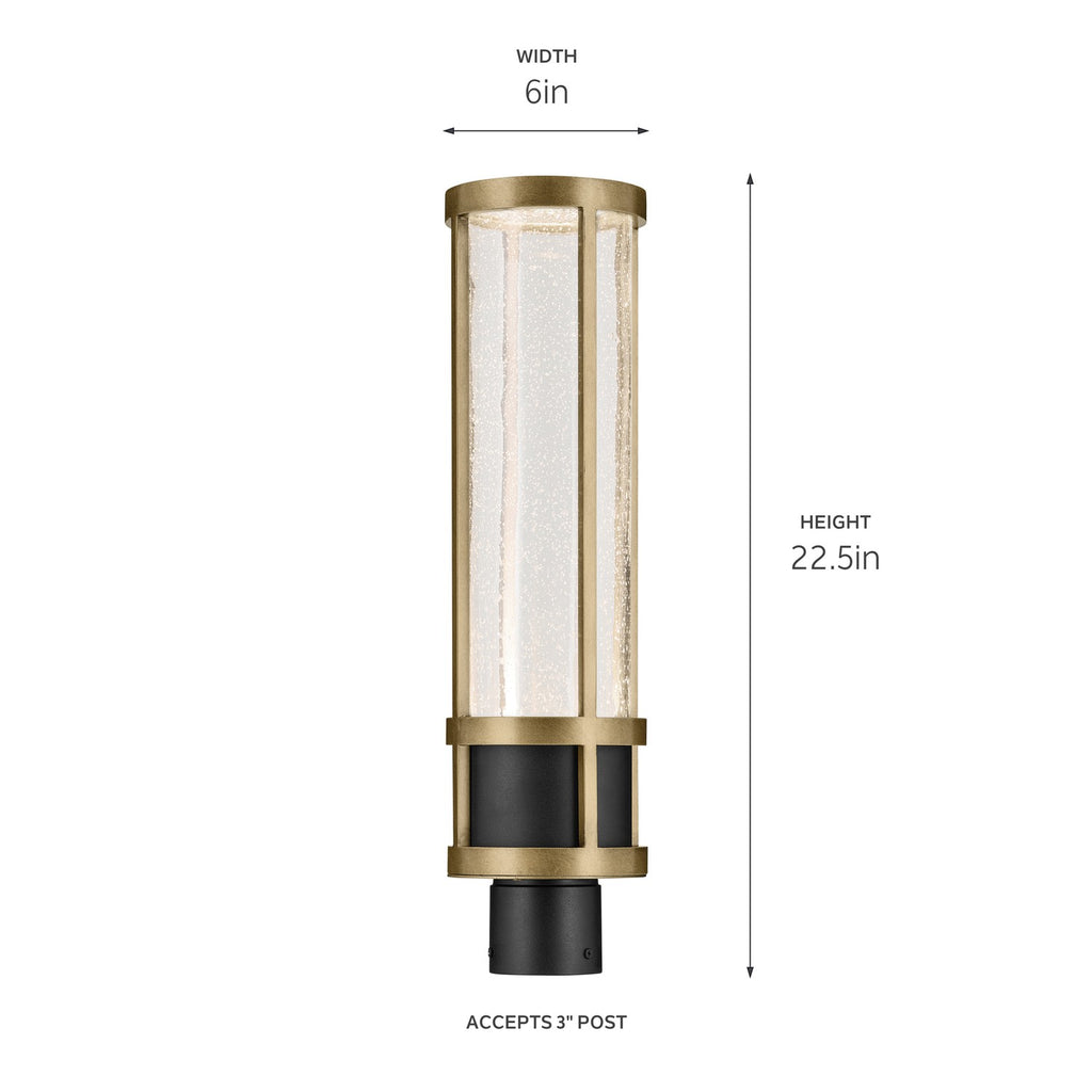 KICHLER 59142BKT Camillo 22.5 Inch Led Outdoor Post Light With Clear Seeded Glass In Textured Black With Natural Brass
