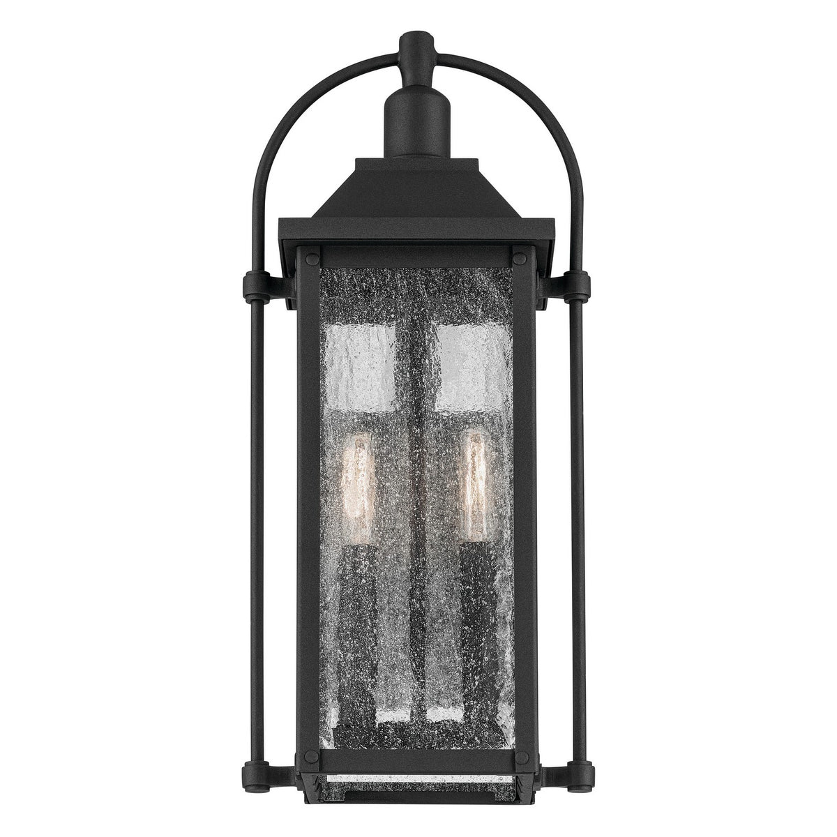KICHLER 49714BKT Harbor Row 18.5" 2-Light Outdoor Wall Light With Clear Seeded Glass In Textured Black
