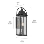 KICHLER 49715BKT Harbor Row 23.25" 3-Light Outdoor Wall Light With Clear Seeded Glass In Textured Black