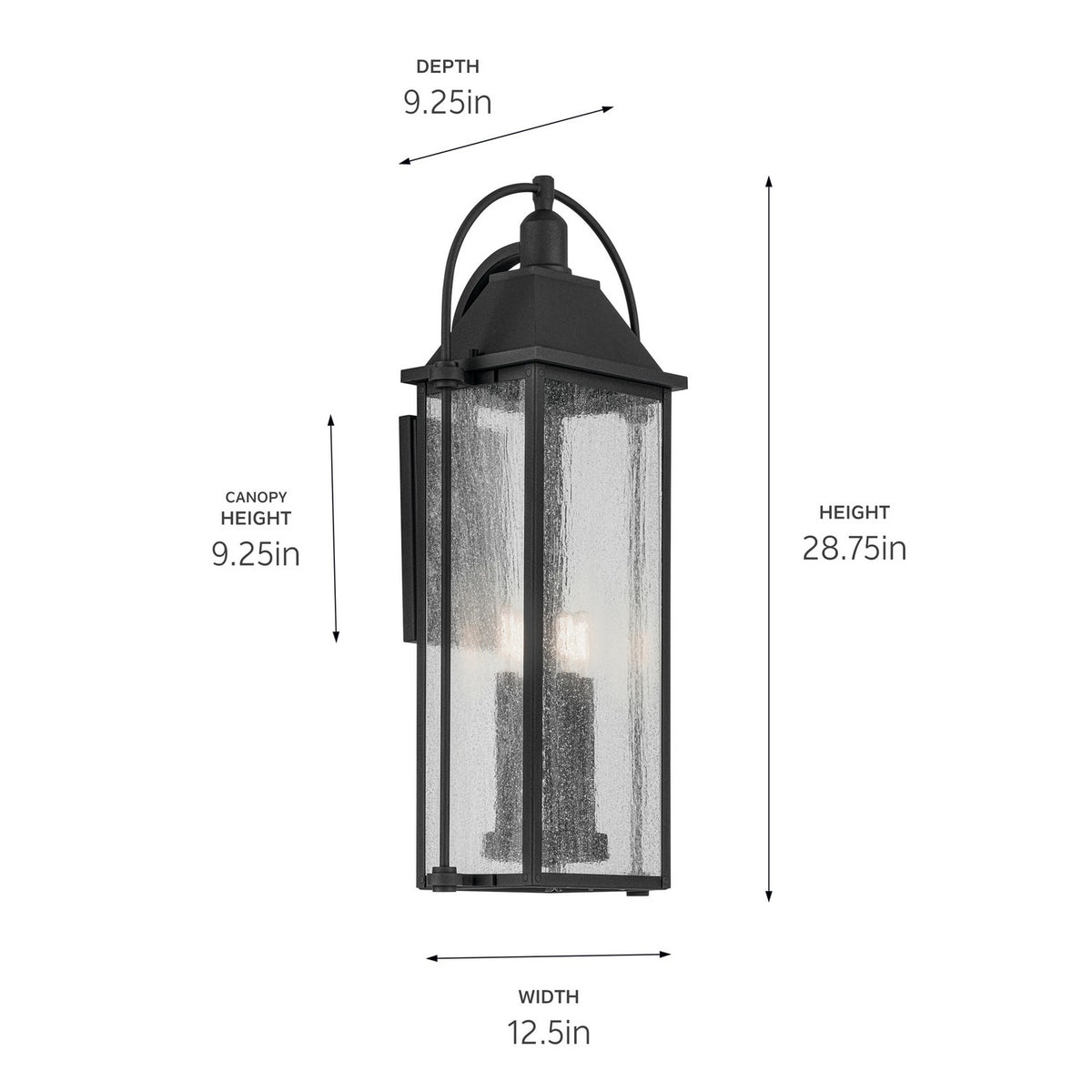 KICHLER 49716BKT Harbor Row 28.75" 4-Light Outdoor Wall Light With Clear Seeded Glass In Textured Black