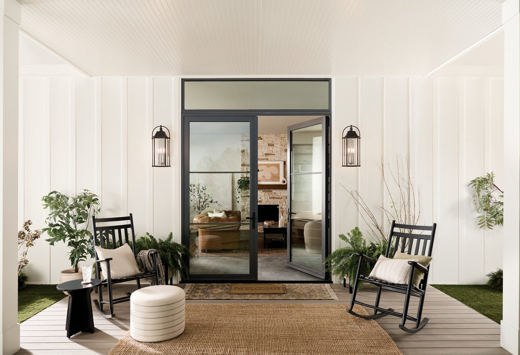 KICHLER 49716BKT Harbor Row 28.75" 4-Light Outdoor Wall Light With Clear Seeded Glass In Textured Black