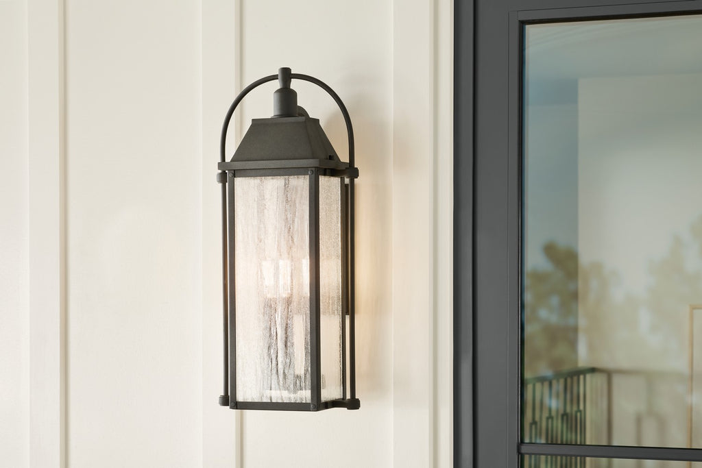 KICHLER 49716BKT Harbor Row 28.75" 4-Light Outdoor Wall Light With Clear Seeded Glass In Textured Black