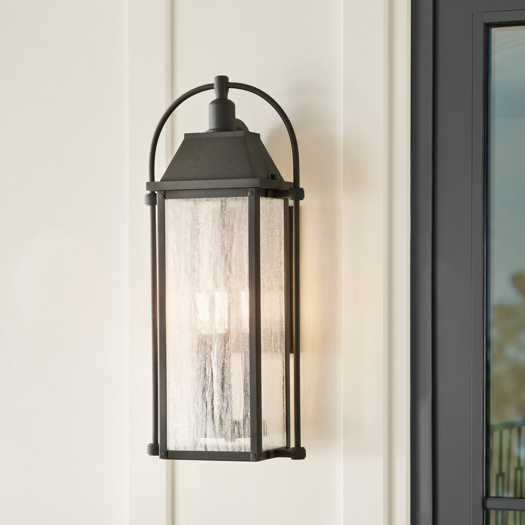KICHLER 49716BKT Harbor Row 28.75" 4-Light Outdoor Wall Light With Clear Seeded Glass In Textured Black