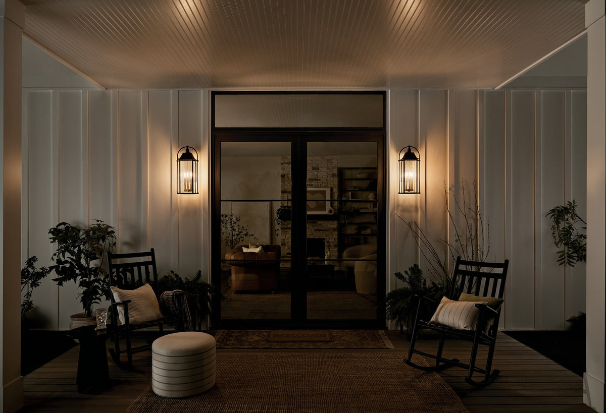 KICHLER 49716BKT Harbor Row 28.75" 4-Light Outdoor Wall Light With Clear Seeded Glass In Textured Black