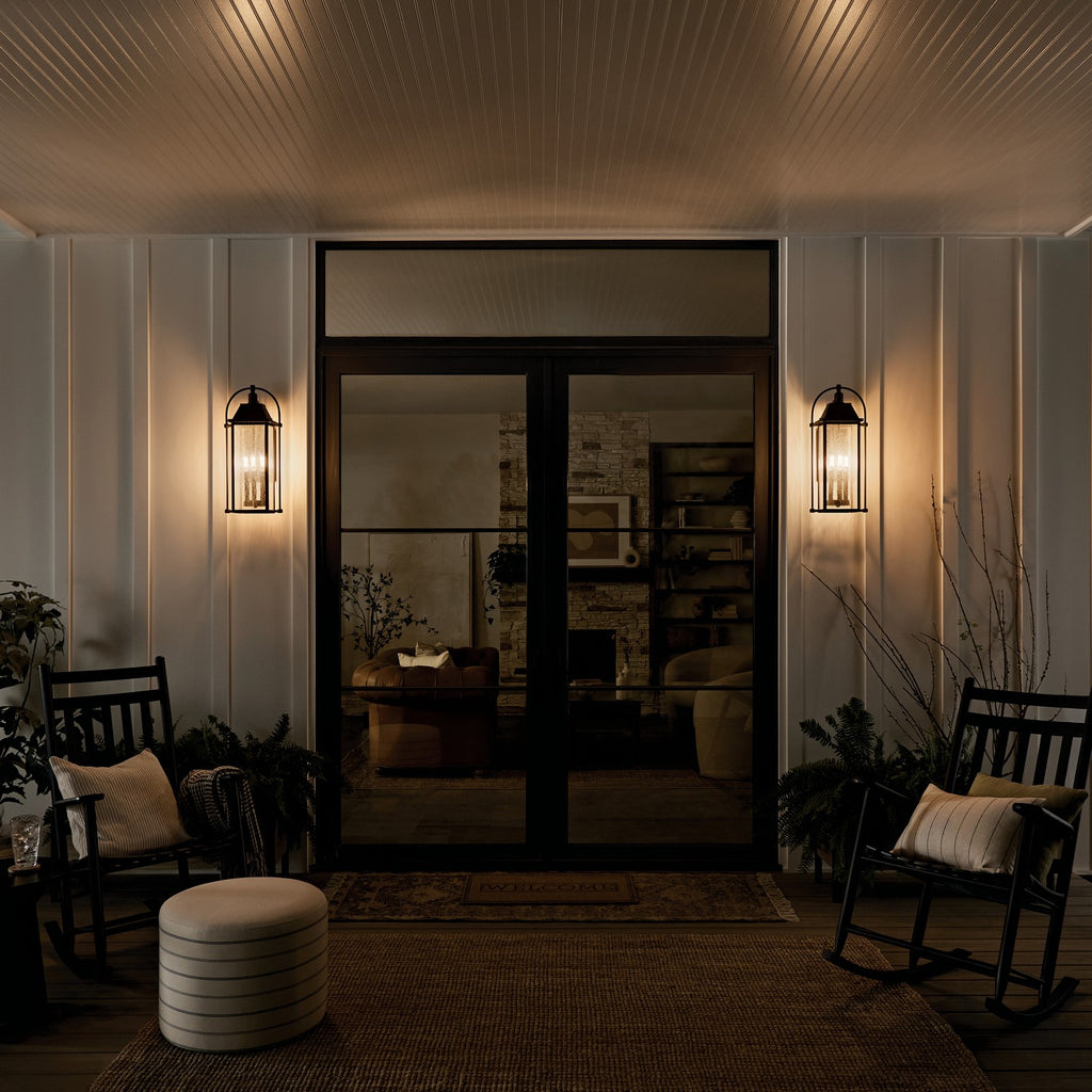 KICHLER 49716BKT Harbor Row 28.75" 4-Light Outdoor Wall Light With Clear Seeded Glass In Textured Black