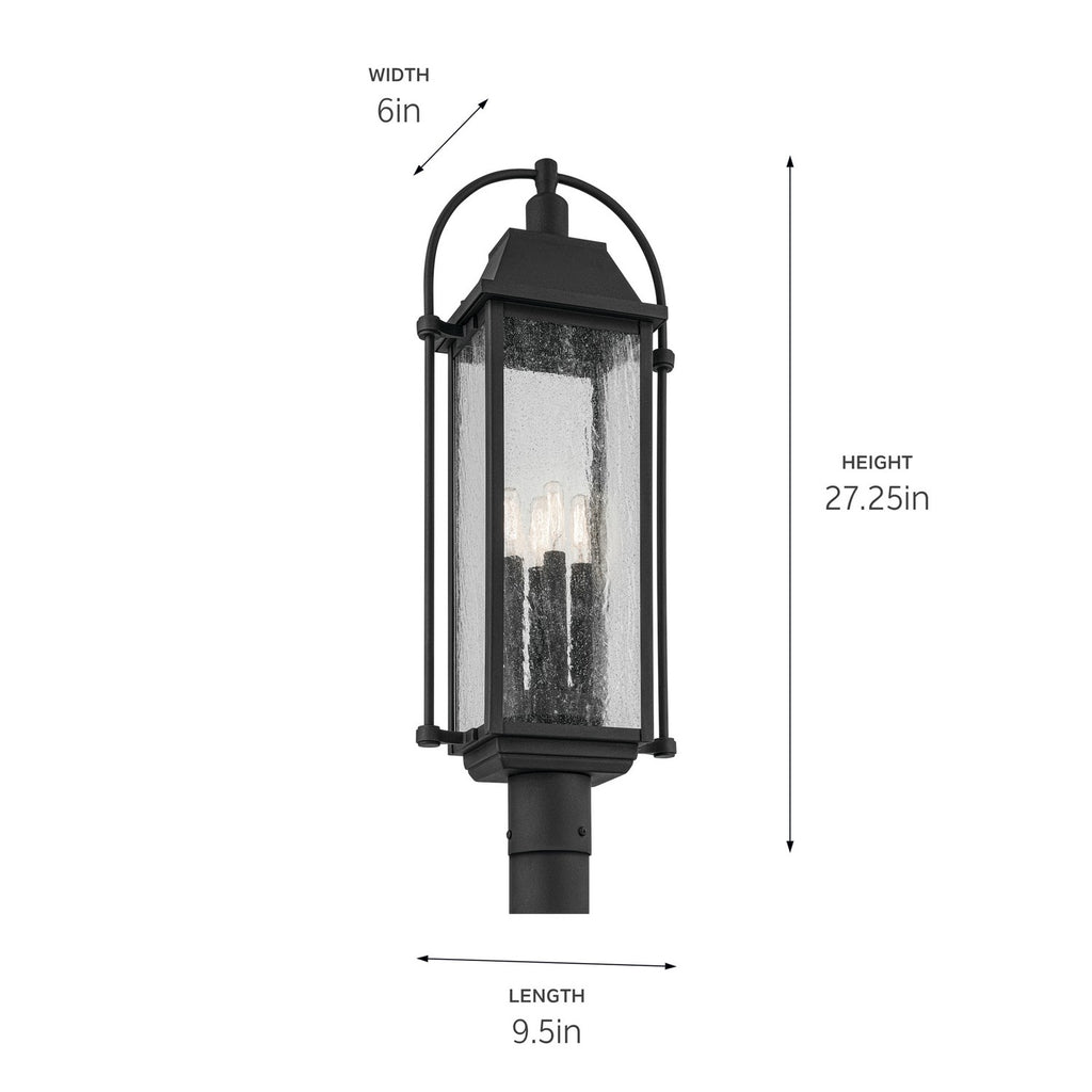 KICHLER 49717BKT Harbor Row 27.25" 4-Light Outdoor Post Light With Clear Seeded Glass In Textured Black